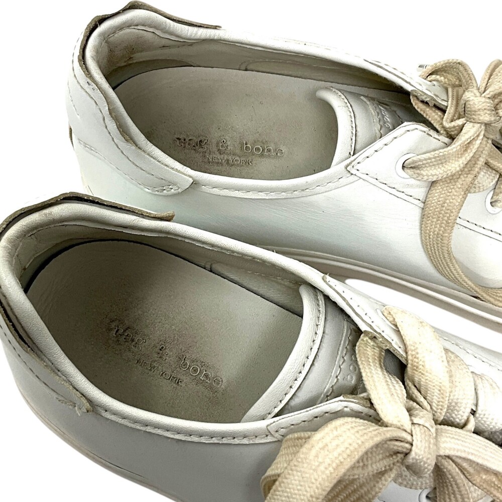 rag & bone Army Low Sneakers White EUR Size 38 US 8 Casual Lace Up Leather - Picture 11 of 12